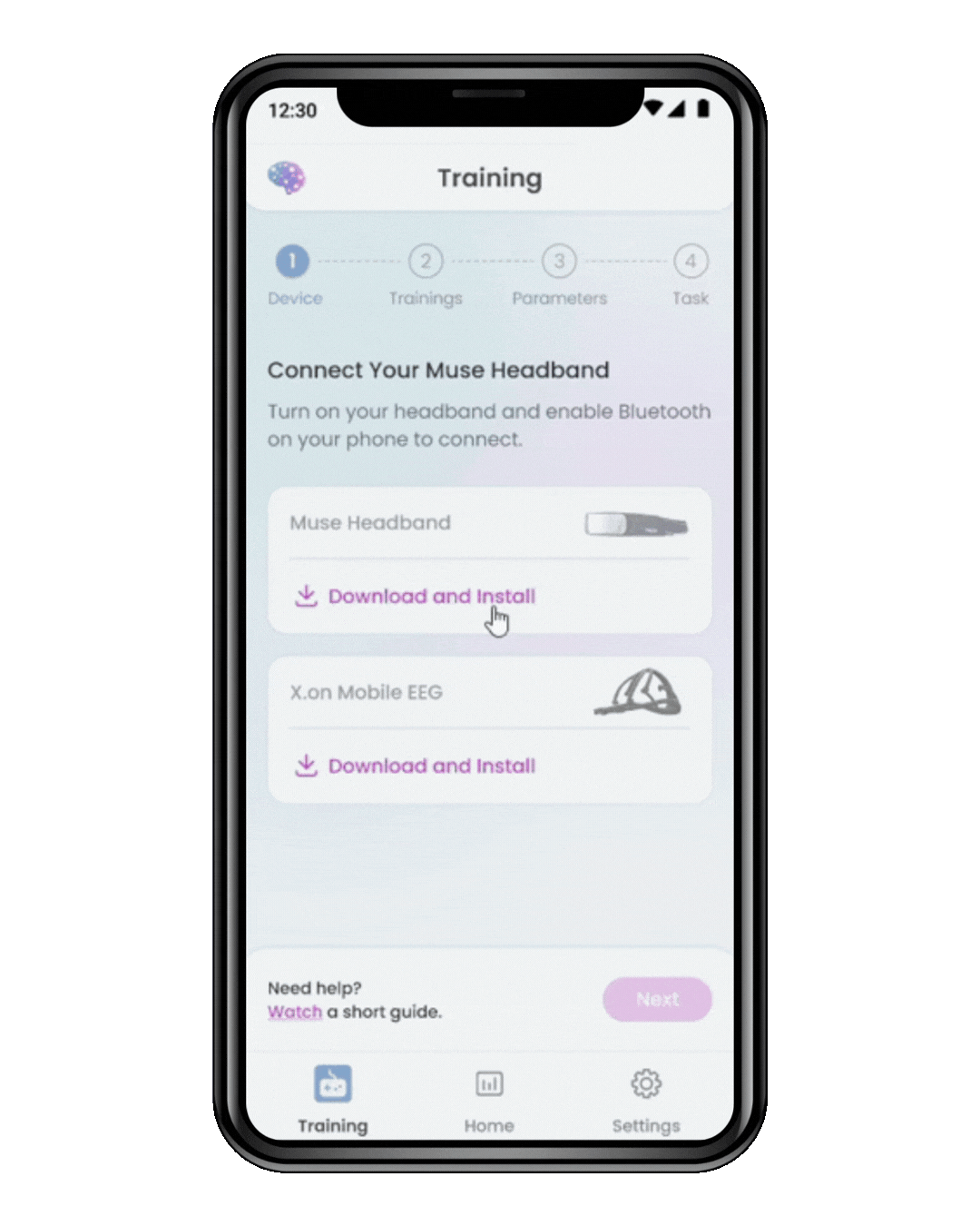 BrainGoMo — Connect EEG wearable device screen