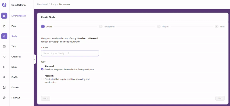 Spica Dashboard — Standard Mode Workflow
